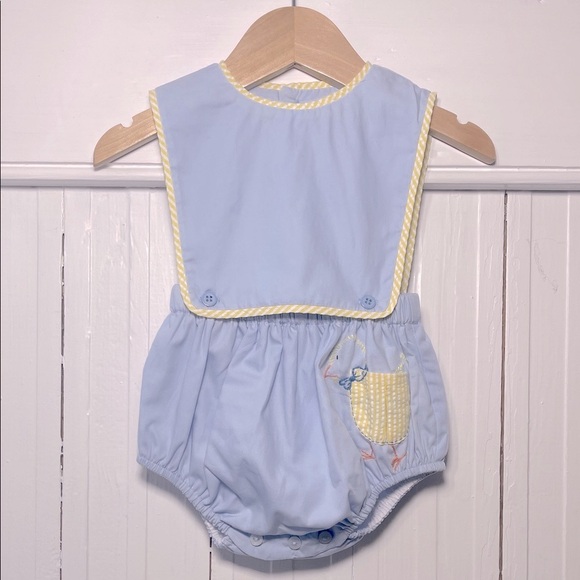 SOPHIE & LUCAS THE BEST DRESSED CHILD EUC Boys Embroidered Chick Pocket Romper - Picture 1 of 2
